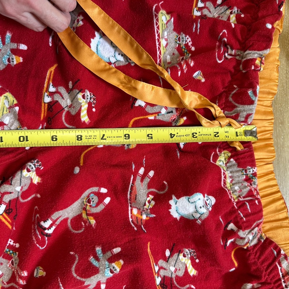 NICK & NORA DOWNHILL MONKEYS 100% COTTON Flannel Set Red Flannel Pajamas S - Picture 4 of 10